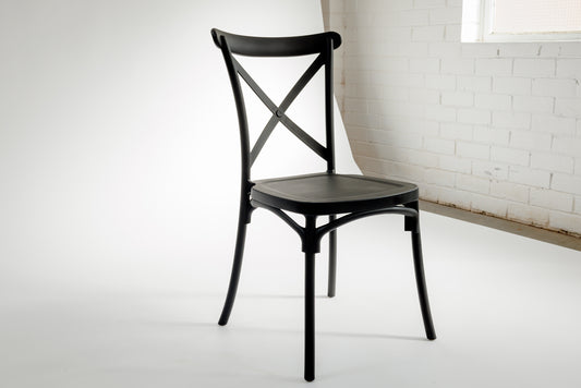 Adult Aluminium Cross Back Chair (Black)